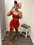 Solid Tube Top Mini Skirt Two Piece Sets WSM-5317