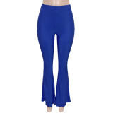 Solid High Waist Flared Pants SH-390324