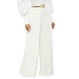 Solid High Waist Flared Pants SH-390323