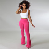 Solid High Waist Flared Pants SH-390324