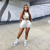 Casual Sleeveless Two Piece Shorts Sets WSM-5319