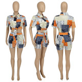 Paisley Print Shirt Shorts Two Piece Sets GLF-10105