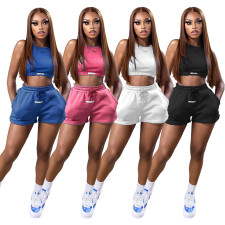 Casual Sleeveless Two Piece Shorts Sets WSM-5319