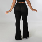 Solid High Waist Flared Pants SH-390324