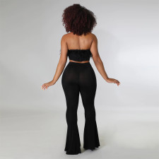 Solid High Waist Flared Pants SH-390324