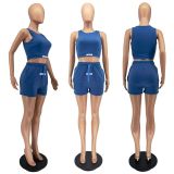 Casual Sleeveless Two Piece Shorts Sets WSM-5319