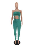 Plus Size Solid Ruched Two Piece Pants Sets ZDF-31211