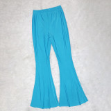 Solid High Waist Flared Pants SH-390324