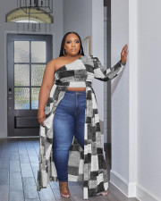 Plus Size Printed One Shoulder Irregular Top WAF-77462