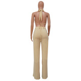 Sexy Solid Color Halter Top And Pants Two Piece Sets YF-K10105