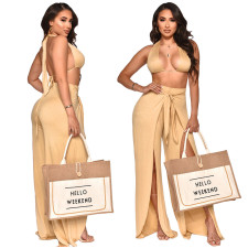 Sexy Solid Color Halter Top And Pants Two Piece Sets YF-K10105