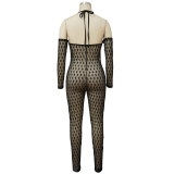 Sexy Halter Lace See-through Nightclub Jumpsuit YF-K10103