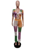 Sexy Hollow Out Breathable Two Piece Pants Sets MEM-88442