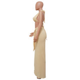 Sexy Solid Color Halter Top And Pants Two Piece Sets YF-K10105