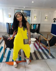 Solid Sleeveless Spaghetti Strap Jumpsuit WAF-77464