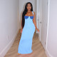 Sexy Split Contrast Long Dress YF-K10135