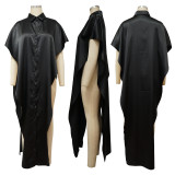 Solid Color Sexy Shawl Blouse Button-Up Shirt YF-K10153