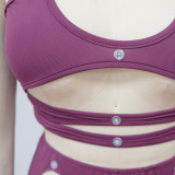 Solid Color Hollow Halter Top And Pants Two Piece Sets YF-K10134