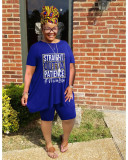 Plus Size Letter Print Top And Shorts 2 Piece Sets WAF-7416231