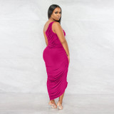 Sexy Solid Color Sloping Shoulder Ruched Slim Dress YF-K10139