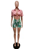 Sexy Crop Top+Printed Shorts 2 Piece Sets MEM-88443