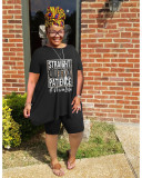 Plus Size Letter Print Top And Shorts 2 Piece Sets WAF-7416231