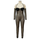 Sexy Halter Lace See-through Nightclub Jumpsuit YF-K10103