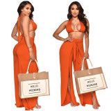 Sexy Solid Color Halter Top And Pants Two Piece Sets YF-K10105