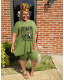 Plus Size Letter Print Top And Shorts 2 Piece Sets WAF-7416231