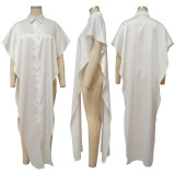 Solid Color Sexy Shawl Blouse Button-Up Shirt YF-K10153