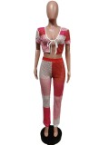 Sexy Hollow Out Breathable Two Piece Pants Sets MEM-88442