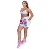 Cartoon Print Cami Top And Shorts 2 Piece Sets MEM-88445