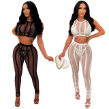 Sexy Hot Diamond Bikini And See Through Short Sleeve Pants Set YF-K10088
