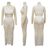 Sexy Sleeveless Top Lace See Through Skirts 2 Piece Sets With Panties YF-K10117