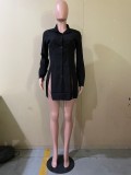 Solid Sexy Split Long Sleeve Shirt Top OLYF-60741