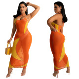 Sexy See Through Splice Halter Maxi Dress YF-10094