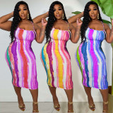 Sexy Printed Spaghetti Strap Midi Dress YNSF-1835