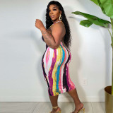 Sexy Printed Spaghetti Strap Midi Dress YNSF-1835