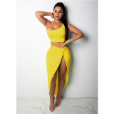 Solid One Shoulder Top And Skirt 2 Piece Sets YF-9268