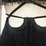 Lace-up Backless Tassel Mini Dress YF-10059