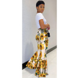 Casual Printed High Waist Flared Pants YF-9615