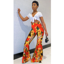 Casual Printed High Waist Flared Pants YF-9615