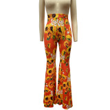Casual Printed High Waist Flared Pants YF-9615