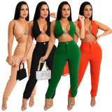 Casual Fashion Solid Slim Vest And Pants Two Piece Sets YF-10037