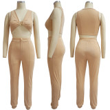 Casual Fashion Solid Slim Vest And Pants Two Piece Sets YF-10037