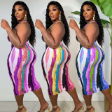 Sexy Printed Spaghetti Strap Midi Dress YNSF-1835