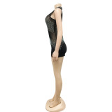 Sexy Hot Drilling Single Sleeve Tight Romper BY-5841