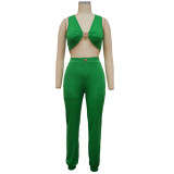 Casual Fashion Solid Slim Vest And Pants Two Piece Sets YF-10037