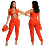 Casual Fashion Solid Slim Vest And Pants Two Piece Sets YF-10037