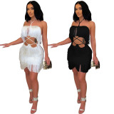 Lace-up Backless Tassel Mini Dress YF-10059